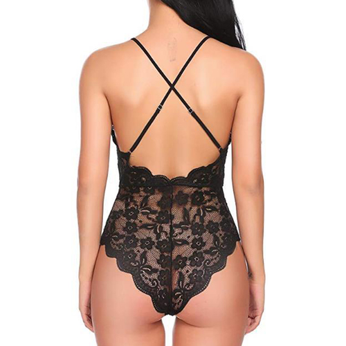 (image for) Charming Women Deep V Neck See-through One-piece Suit