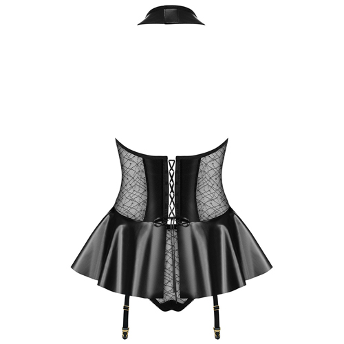 (image for) Haltered Front Hollowed-out Faux Leather Teddy