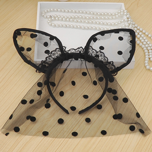 (image for) Cute Black Cat Ears Mesh Headwear For Party