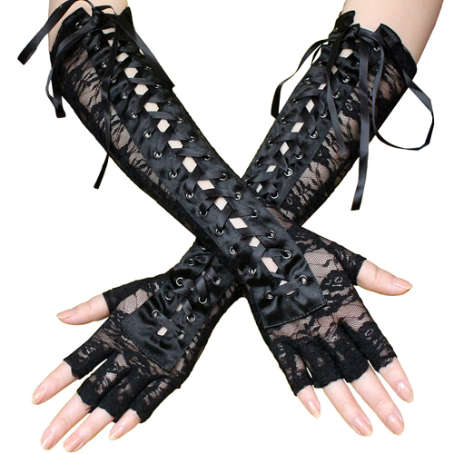 (image for) Sexy Lace Bandaged Dancing Half-finger Gloves