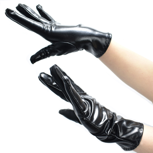 (image for) Pure Black Faux Leather Show Golves