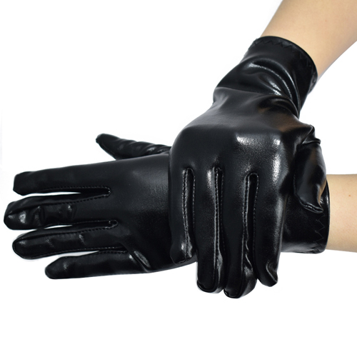 (image for) Pure Black Faux Leather Show Golves