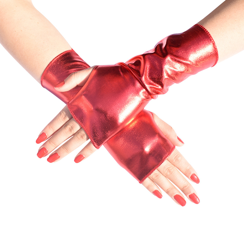 (image for) Short Fingerless Patent Leather Punk Style Gloves