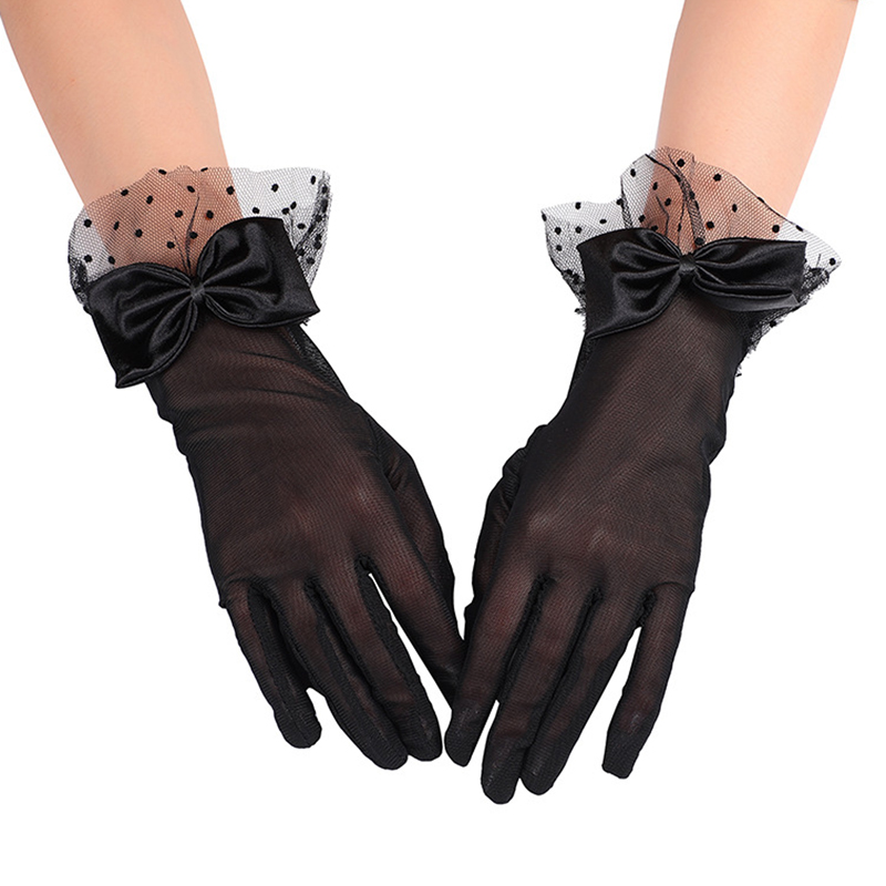 (image for) Black Lace Wedding Dancing Bowknot Gloves