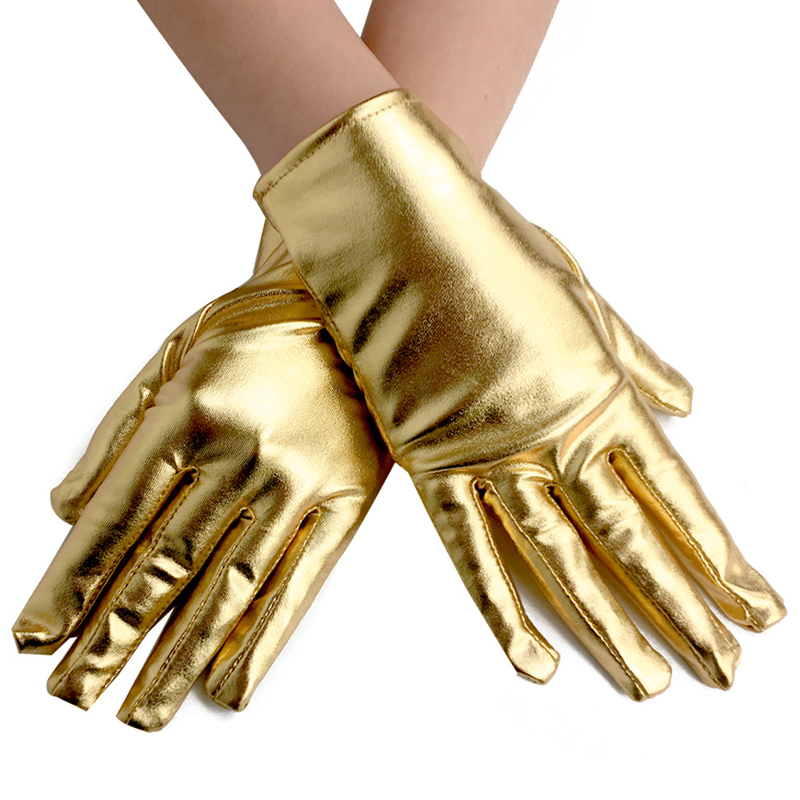 (image for) Short-length Faux Leather Dancing Show Gloves