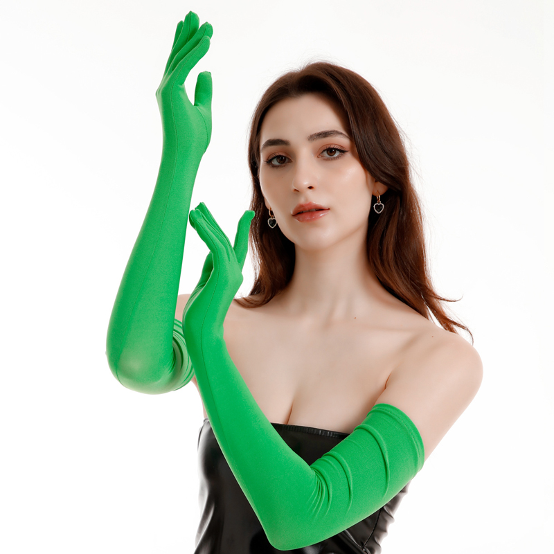 (image for) Multi-colored Thin Elastic Milk Fleece Long Gloves