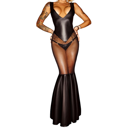 (image for) Chic See-through Mesh Slim Backless Evening Dress