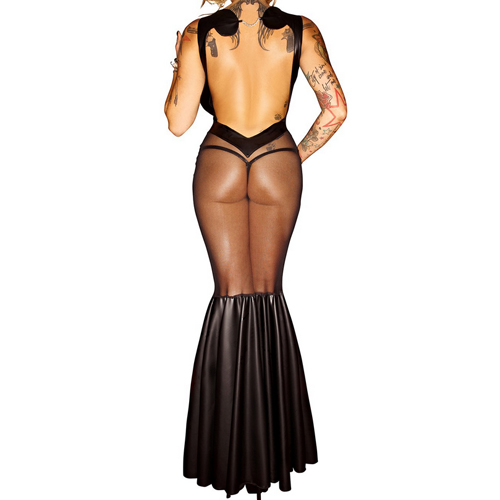 (image for) Chic See-through Mesh Slim Backless Evening Dress