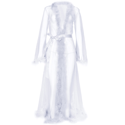 (image for) Long See-through Feather Mesh Night Robe