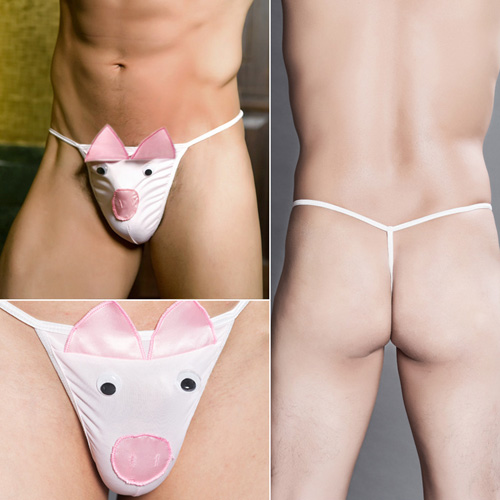 (image for) Funny Pig Cartoon Patterned T-string Men Underwear