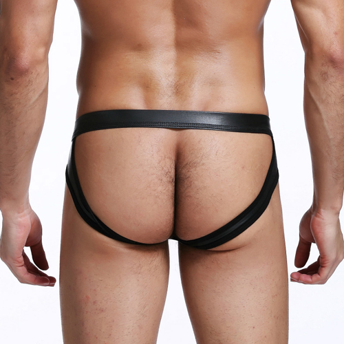 (image for) New Leather Hollowed-out Assless Briefs