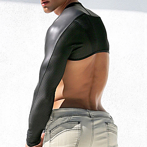 (image for) Powerful Faux Leather Splicing One-piece Oversleeves