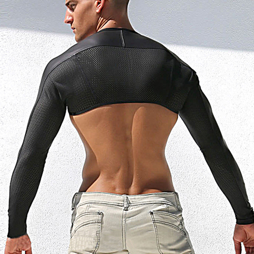 (image for) Powerful Faux Leather Splicing One-piece Oversleeves