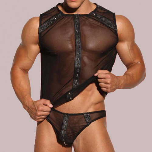 (image for) Roman Style See-through Mesh Vest And Panty Suit