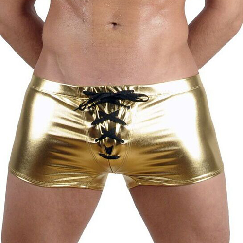 (image for) New Style Hot Stamping Faux Leather Boxer Briefs