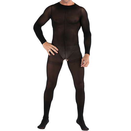 (image for) Mesh Long-sleeved Crotchless Jampsuit
