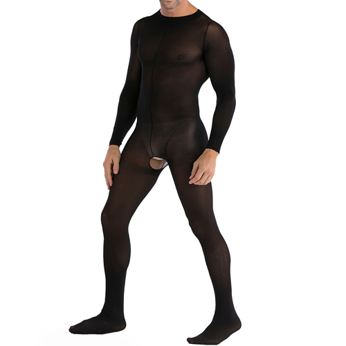 (image for) Mesh Long-sleeved Crotchless Jampsuit