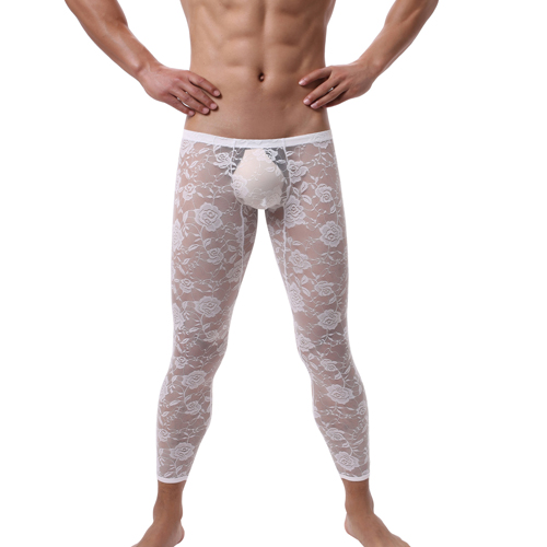 (image for) Sexy Men Tight Rose Pattern Lace Pants