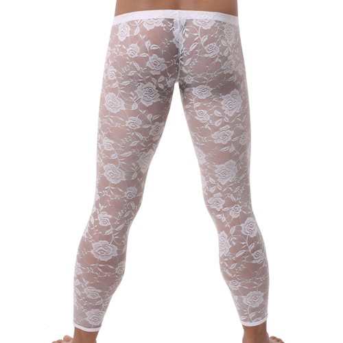(image for) Sexy Men Tight Rose Pattern Lace Pants