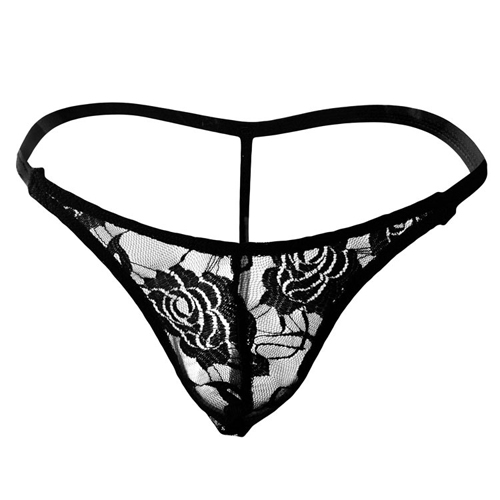 (image for) New Men Lace Rose Pattern T-back Sexy Panty