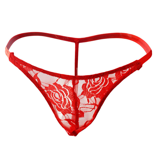 (image for) New Men Lace Rose Pattern T-back Sexy Panty