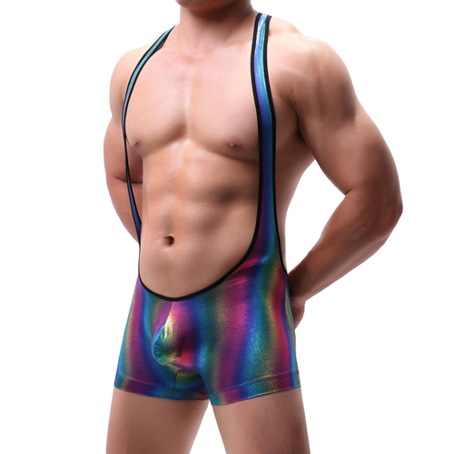(image for) Elastic Rainbow Strappy One Piece Suit For Men