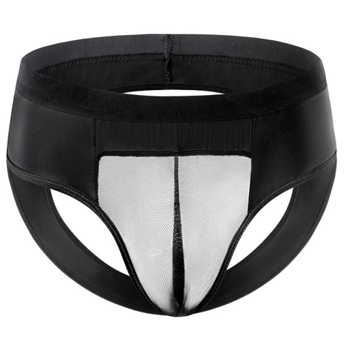 (image for) New Patent Leather Spliced With Mesh Assless Panty