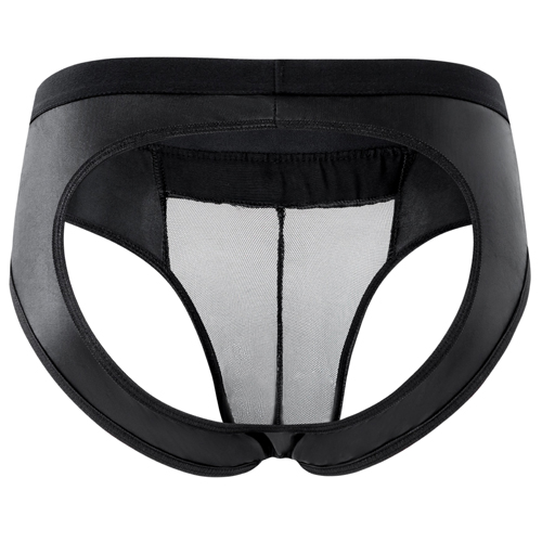 (image for) New Patent Leather Spliced With Mesh Assless Panty