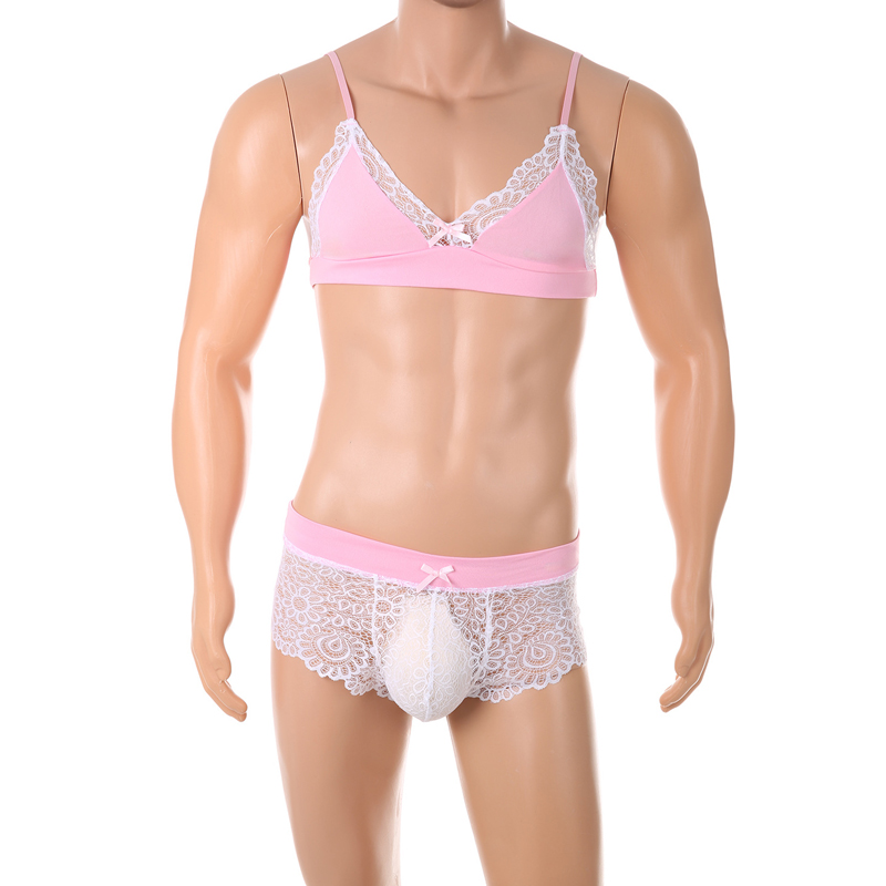 (image for) Men\'s Bowknot Lace Boxers Cross-dresser Night Underwears