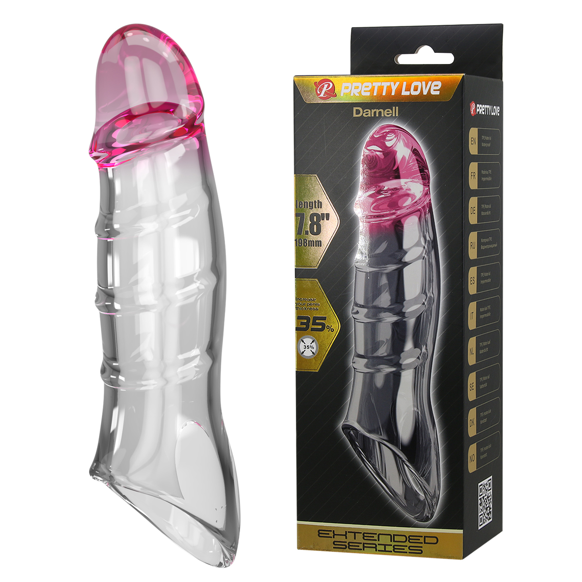 7.8" Pink Clear Penis Sleeve