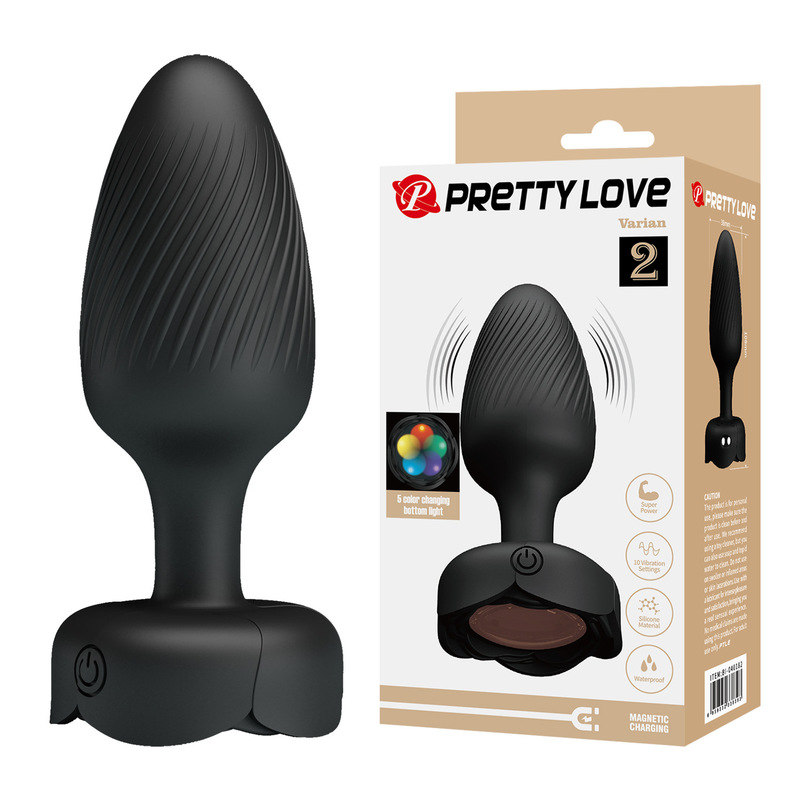 (image for) 4.25\" Prettylove Bottom Light Spiral Floral Anal Vibrator