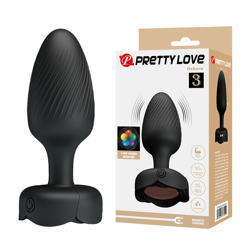 (image for) 3.86\" Prettylove Bottom Light Spiral Floral Anal Vibrator