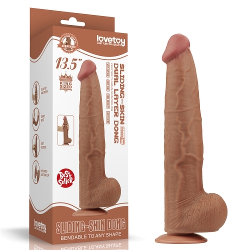 (image for) 13.5\" King Sized Sliding Skin Dual Layer Dong