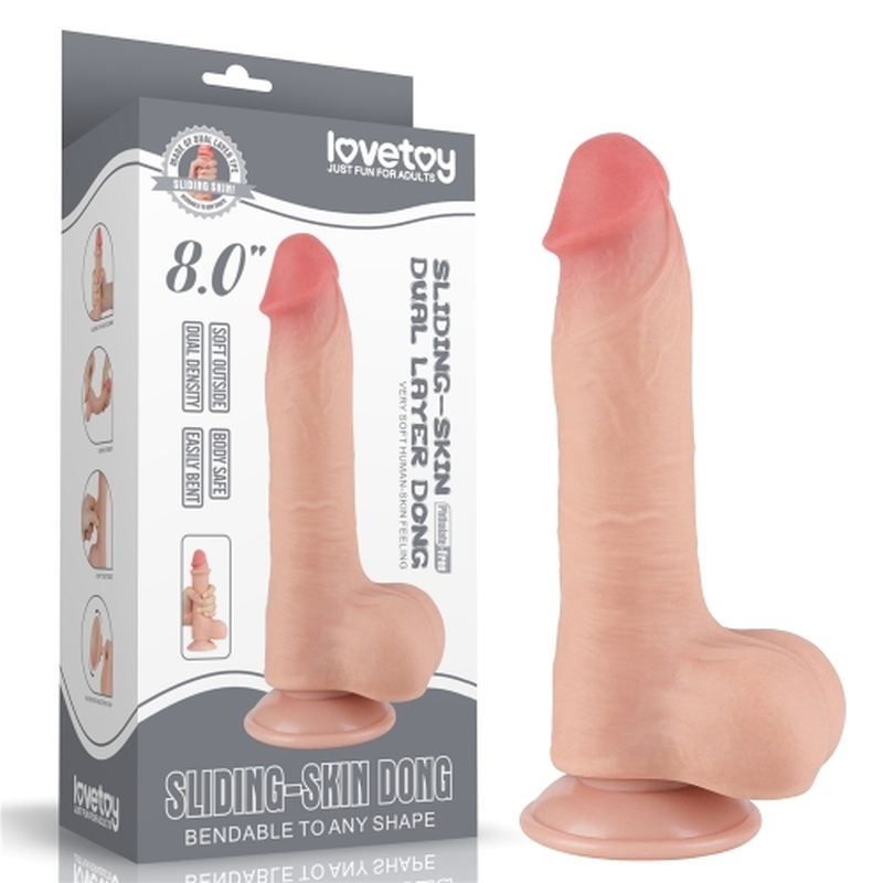 (image for) 8\" Sliding Skin Dual Layer Dildo