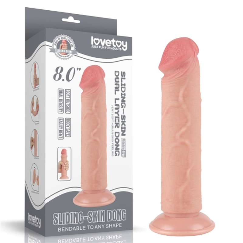 (image for) 8\" Sliding Skin Dual Layer Dildo