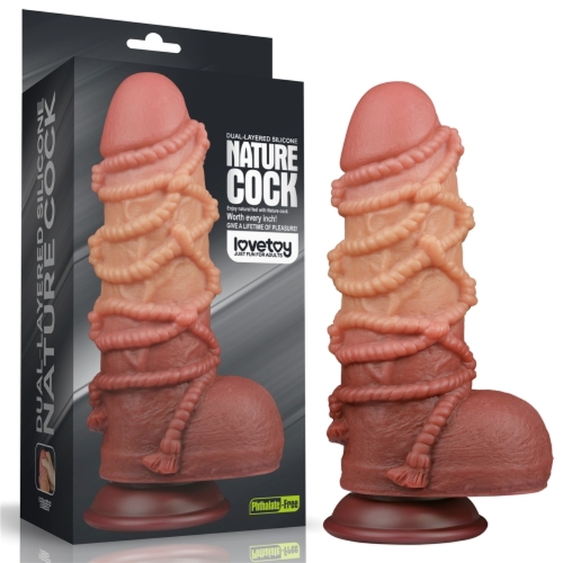 (image for) 9.5\'\' Dual layered Platinum Silicone Cock with Rope