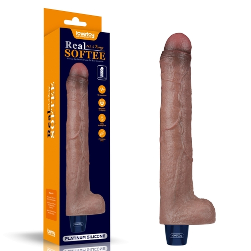 10.5" Vibrating Soft Silicone Dildo