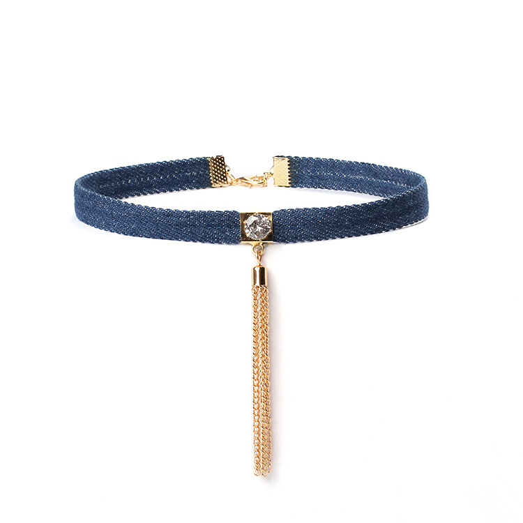 (image for) Metal Tassel Denim Collar