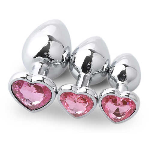 (image for) Heart Jeweled Stainless Steel Butt Plug - Silver