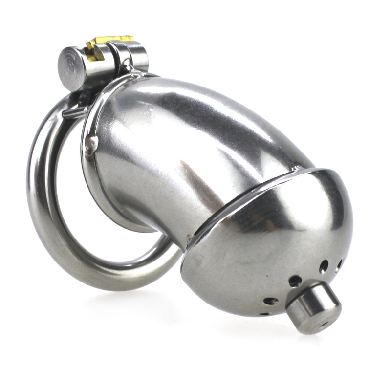 (image for) Built-in Lock Chastity Cage With Penis Plug - L