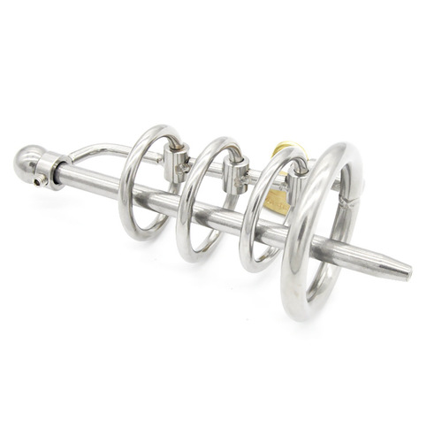 (image for) Locking Steel Chastity Device with Penis Plug