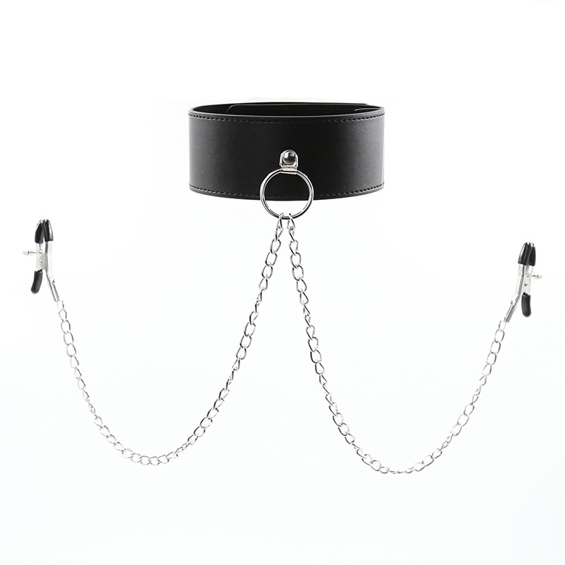(image for) Nipple Clamp with Leather Neck Collar