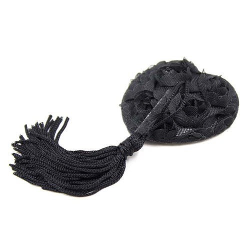 (image for) Satin Rose Heart Nipple Pasties With Tassel